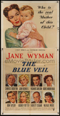 4k0539 BLUE VEIL 3sh 1951 nice art of Jane Wyman with baby + portraits of the rest of the cast!