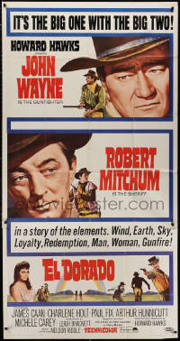 4k0550 EL DORADO 3sh 1966 John Wayne, Robert Mitchum, Howard Hawks, the big one w/ the big two!
