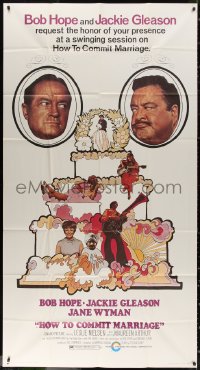 4k0566 HOW TO COMMIT MARRIAGE 3sh 1969 Bob Hope & Jackie Gleason glaring at each other over cake!