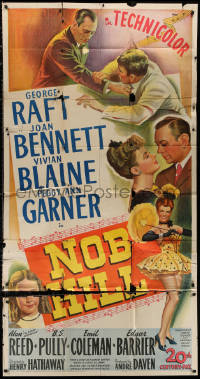 4k0585 NOB HILL 3sh 1945 art of George Raft, Joan Bennett, Vivian Blaine & Peggy Ann Garner!