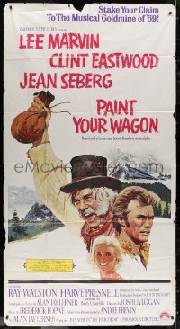 4k0592 PAINT YOUR WAGON int'l 3sh 1969 Ron Lesser art of Clint Eastwood, Lee Marvin & Jean Seberg!