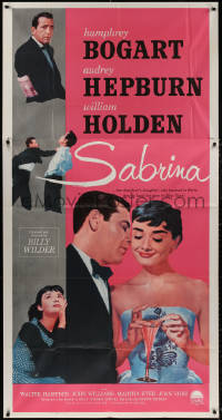 4k0599 SABRINA 3sh R1962 Audrey Hepburn, Humphrey Bogart, William Holden, Billy Wilder, different!