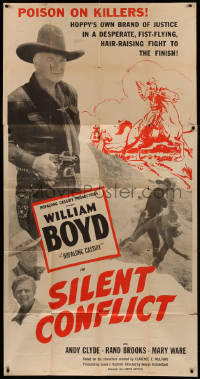 4k0601 SILENT CONFLICT 3sh 1948 William Boyd as Hopalong Cassidy, hair-raising fight to the finish!