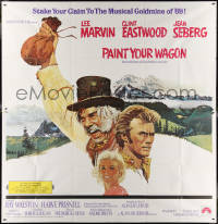 4k0444 PAINT YOUR WAGON int'l 6sh 1969 Ron Lesser art of Clint Eastwood, Lee Marvin & Jean Seberg!