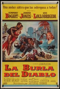 4k0632 BEAT THE DEVIL Argentinean 1953 art of Humphrey Bogart, Gina Lollobrigida & Jennifer Jones!