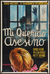 4k0673 MY DEAR KILLER Argentinean 1971 art of girl watching man try to break into her house, rare!