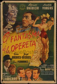 4k0678 PHANTOM OF THE OPERETTA Argentinean 1955 Barbieri & Amelia Vargas, Frankenstein & Wolfman!