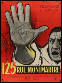 4k0756 125 RUE MONTMARTRE French 1p 1959 cool close up art of detective Lino Ventura by Yves Thos!