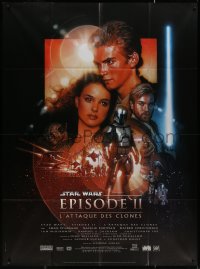 4k0792 ATTACK OF THE CLONES French 1p 2002 Star Wars Episode II, great montage art by Drew Struzan!