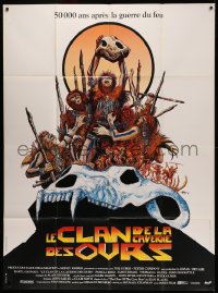 4k0858 CLAN OF THE CAVE BEAR French 1p 1986 cool different caveman artwork by Philippe Druillet!