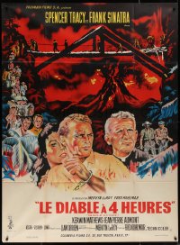 4k0893 DEVIL AT 4 O'CLOCK French 1p 1961 art of Spencer Tracy, Frank Sinatra & volcano erupting!