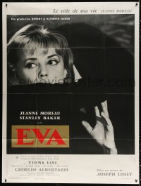 4k0925 EVA style B French 1p 1962 directed by Joseph Losey, close up of Jeanne Moreau in shadows!