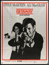 4k0965 GETAWAY French 1p 1973 cool image of Steve McQueen & Ali McGraw with guns, Sam Peckinpah!