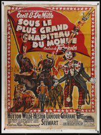 4k0984 GREATEST SHOW ON EARTH French 1p R1970s Cecil B. DeMille circus classic, different Soubie art!