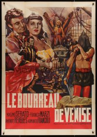 4k1014 I PIOMBI DI VENEZIA French 1p 1953 cool montage art with hooded executioner by Deamicis!