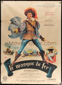 4k1028 IRON MASK style A French 1p 1962 great full-length Siry art of Jean Marais as D'Artagnan!