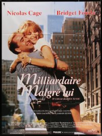 4k1032 IT COULD HAPPEN TO YOU French 1p 1994 great image of Nicolas Cage & sexy Bridget Fonda!