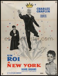 4k1043 KING IN NEW YORK French 1p 1957 different image of Charlie Chaplin & sexy Dawn Addams, rare!