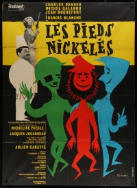 4k1074 LES PIEDS NICKELES French 1p 1964 Jean-Claude Chambon, wacky colorful artwork by Cerutti!