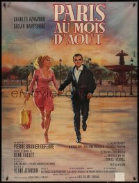 4k1168 PARIS IN THE MONTH OF AUGUST French 1p 1966 Jean Mascii art of Aznavour & Hampshire running!