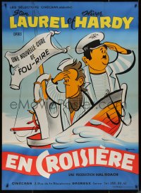 4k1217 SAPS AT SEA French 1p R1950s Bohle art of sailors Stan Laurel & Oliver Hardy, Hal Roach