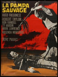 4k1219 SAVAGE PAMPAS French 1p 1967 Robert Taylor as cowboy in South America, Guy Gerard Noel art!