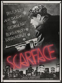 4k1220 SCARFACE French 1p R1970s Howard Hawks, cool different image of gangster Paul Muni!