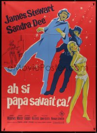 4k1261 TAKE HER, SHE'S MINE French 1p 1964 Grinsson art of James Stewart & sexy Sandra Dee in bikini!