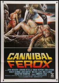 4k0492 CANNIBAL FEROX Italian 1p 1981 Umberto Lenzi, wild art of natives w/machetes torturing women!