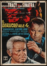 4k0180 DEVIL AT 4 O'CLOCK Italian 1p 1961 different art of Spencer Tracy cuffed to Frank Sinatra!