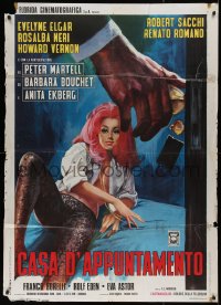4k0187 FRENCH SEX MURDERS Italian 1p 1972 Casa D'Appuntamento, art of sexy pink-haired woman!