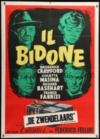 4k0504 IL BIDONE Italian 1p 1955 Federico Fellini, great art of top cast & chained box!