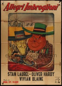4k0506 JITTERBUGS Italian 1p 1949 great different art of Stan Laurel & Oliver Hardy, ultra rare!