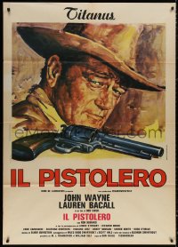 4k0202 SHOOTIST Italian 1p 1976 Averardo Ciriello close up art of cowboy John Wayne & revolver!