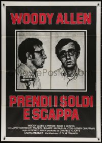 4k0521 TAKE THE MONEY & RUN Italian 1p R1970s wacky Woody Allen mug shot in classic mockumentary!