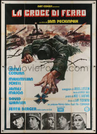 4k0154 CROSS OF IRON Italian 2p 1977 Sam Peckinpah, completely different art with giant swastika!
