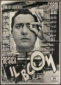 4k0469 IL BOOM Italian 2p 1963 Vittorio De Sica, huge image of Alberto Sordi with fake eye!
