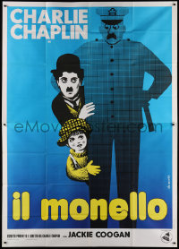 4k0471 KID Italian 2p R1960s great different Leo Kouper art of Charlie Chaplin & Jackie Coogan!