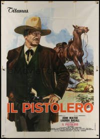 4k0479 SHOOTIST Italian 2p 1976 different artwork of cowboy John Wayne & horse by Averardo Ciriello!