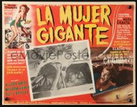 4k0122 ATTACK OF THE 50 FT WOMAN Mexican LC 1958 great c/u of enormous hand picking up car!