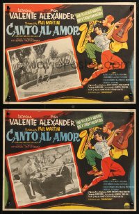 4k0113 LOVE DANCE & 1000 SONGS 2 Mexican LCs 1955 great border art of pretty singer Caterina Valente!