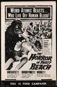 4k0055 HORROR OF PARTY BEACH pressbook 1964 first horror monster musical, beach party & atomic beast!