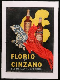 4k0752 FLORIO ET CINZANO linen 10x14 French advertising poster 1930 Leonetto Cappiello zebra art!
