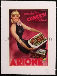 4k0143 SPECIALITA CUNEESI AL RHUM linen 9x13 Italian advertising poster 1951 Carlo Prandoni art!