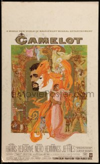 4k0020 CAMELOT standee 1968 Bob Peak art, Richard Harris as King Arthur, Redgrave as Guinevere!