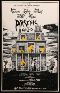 4k0204 ARSENIC & OLD LACE stage play WC 1986 great cartoon art by Robert de Michiell, Broadway!
