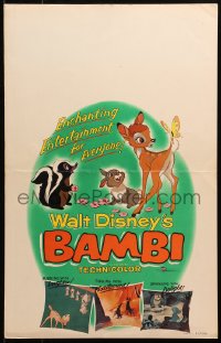 4k0235 BAMBI WC R1957 Walt Disney cartoon deer classic, great art with Thumper & Flower!