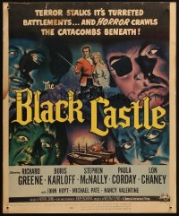 4k0244 BLACK CASTLE WC 1952 Boris Karloff, Lon Chaney Jr, horror crawls the catacombs beneath!