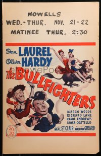 4k0252 BULLFIGHTERS WC 1945 great different wacky artwork of Stan Laurel & Oliver Hardy, rare!