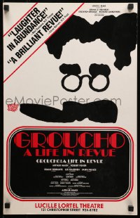 4k0209 GROUCHO: A LIFE IN REVUE stage play WC 1986 great art of Groucho Marx with cigar!